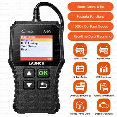 LAUNCH Diagnostic Engine Code Reader Fault OBD2 OBDII Scan Tool Car Scanner Free • $29.99