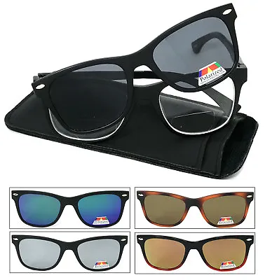 Square Frame Magnetic Clip On Polarized Sunglasses On Bifocal Reading Glasses • $15.95