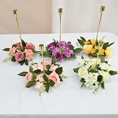 Small Artificial Rose Wreath Table Candle Rings Centerpieces Candle Holder • £4.19