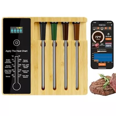 4-Probe Wireless Meat Thermometer 400FT Wireless Range Bluetooth Meat WDJ-ZK4 • $357.27