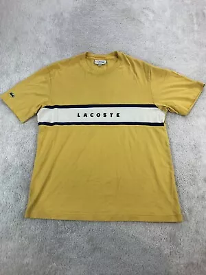 Lacoste T Shirt Yellow Mens Medium Logo Design Short Sleeve Relaxed Fit Cotton • £14.99