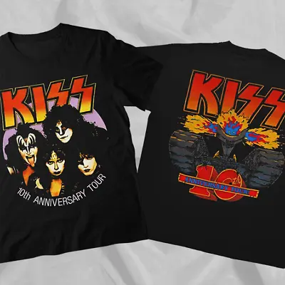 Vintage KISS 10th Anniversary Tour Black Double Sided T-Shirt • $35.99