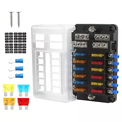 12 Way Fuse Block Waterproof Marine Fuse Holders With Positive & Negative Bus... • $26.71