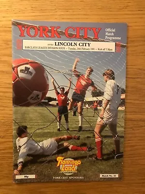 York City V Lincoln City Programme 1990/91 • £1.50