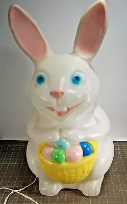 Vintage 22.5” Empire Easter Bunny Blow Mold Rabbit Eggs Basket Light Up • $40