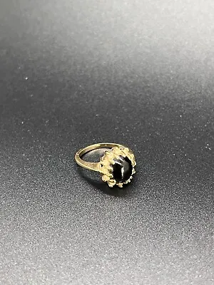 Victorian Mourning 14k Gold Black Onyx Cabochon Ring • $320