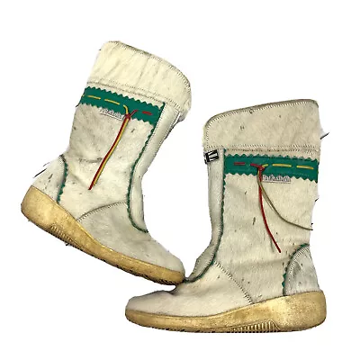 Tecnica Vintage Goat Fur White Apres Ski Boots Size 38 USA 7 • $39.99