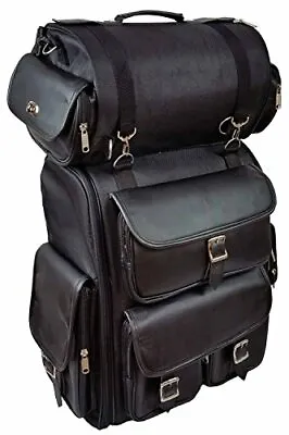 Vance Leather Motorcycle Sissy Bar Bag - Weather Proof Black Motorcycle Luggage • $116.96