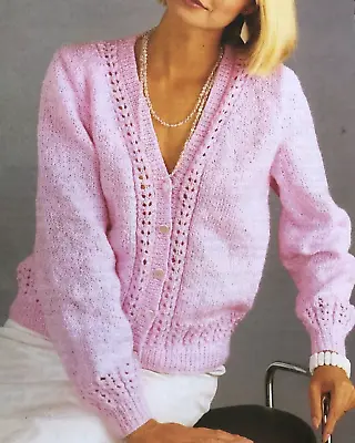 KNITTING PATTERN WOMENS GIRLS LADIES V NECK CARDIGAN DK Pattern 28 - 46  - 173A • £2.15