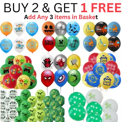 12  Latex Printed Kid Party Decor Helium Balloons Avengers Among Paw Pixel Mario • £1.95