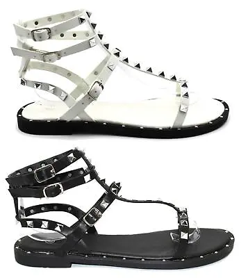 £9.99 • Buy Gladiator Sandals Flats Toe Post Strappy Summer Comfy Shoes Womens Ladies Size
