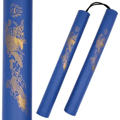 Blue Foam Nunchucks Nunchaku Golden Dragon Martial Art Karate Training Rope Link • $8.55