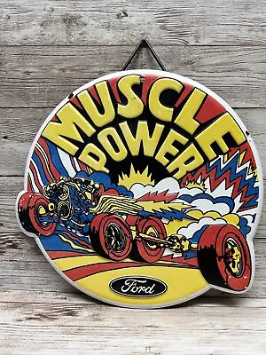 Ford Muscle Power 7 Inch Metal Sign Licensed Drag Car Garage Mancave • $22.39