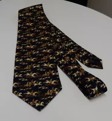 Soprano Country Pure Silk Tie Navy Blue Equestrian Hunting Horses  Neck Tie • £7.75