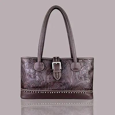 Trinity Ranch Zapata Hand-Tooled Baguette Satchel • $110
