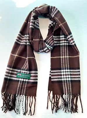 Men' Womens Winter Warm SCOTLAND Made 100% CASHMERE Scarf Plaid Dark Brown #S305 • $7.99