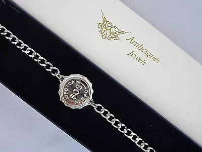 Ladies/mens Sos Bracelet/medical Alert/emergency/stainless Steel/talisman Silver • £25.99