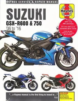 $39.95 • Buy 2006-2016 Suzuki GSX-R600 GSX-R750 Haynes Repair Service Workshop Manual 3540