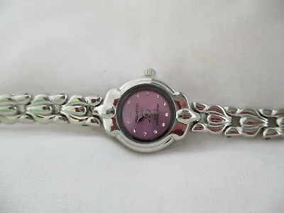 Vellaccio Watch Silver Toned Bracelet Band Round Purple Face WR WORKING! • $28