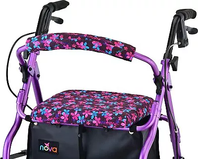 Medical Rollator Walker Seat & Back Cover Removable & Washable Garden Flowers • $52.38