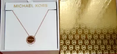 Michael Kors Brilliance Rose Gold MK Logo Necklace Crystals MKJ6180791 + MK BOX • $59.99