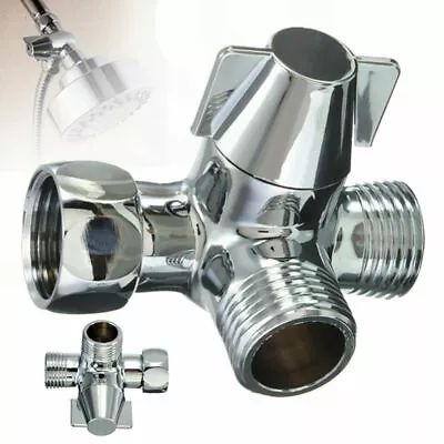 $21.27 • Buy G1/2  Brass Chrome 3-Way T-adapter Shower Head Diverter Valve Shower Head Combo