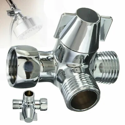 G1/2  Brass Chrome 3-Way T-adapter Shower Head Diverter Valve Shower Head Combo • $19.39