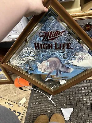 Miller High Life Beer Bar Mirror  SLY  RED FOX Diamond Zoellick Vintage • $95