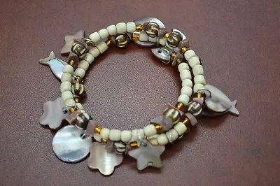 Magic Charms Shell Beads Stretch Bangle Bracelet #4096 • $6