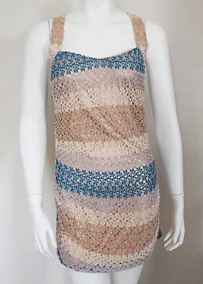 🆕️ MISSONI MARE Multi-Colored CROCHET KNIT Cover-Up Beach Dress IT-42 US-6/8 M • $195