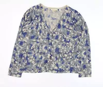 A. Giannetti Womens Blue V-Neck Animal Print Nylon Cardigan Jumper Size L • £6.25