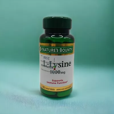 Nature’s Bounty L-LYSINE 1000mg 60 Tablets EXP 10/2026 Supports Immune Health  • $11.99