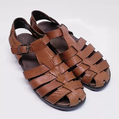 Mephisto Mens USA 11 Sam Leather Fisherman Sandals Closed Toe Strappy Gladiator • $44.89