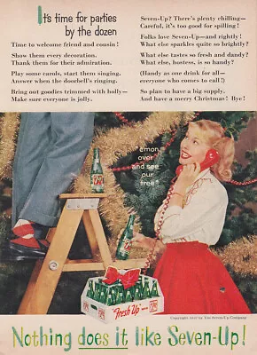 1959 7Up: Christmas Its Time For Parties By The Dozen Vintage Print Ad • $6.75