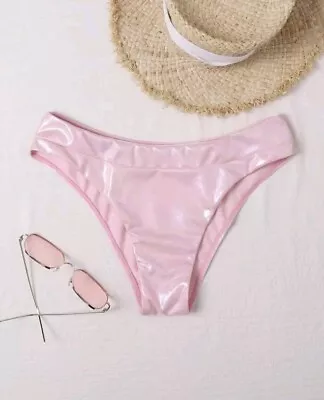 Pink Metallic Bikini Lined Hipster. M 10. Waist 27.2-32 Inch. New. PU1 • £2.50