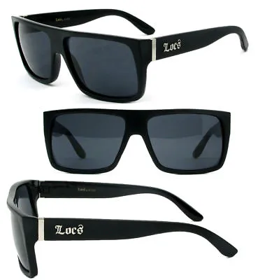 Locs Mens Cholo Biker Flat Top Sunglasses - Matte Black LC81 • $10.99