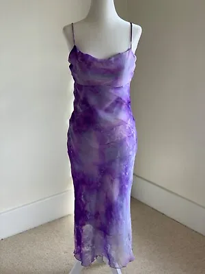 Vintage Y2K La Belle Slip Cowl Midi Dress Junior's 5 S Purple Angelcore Fairy • $59.95