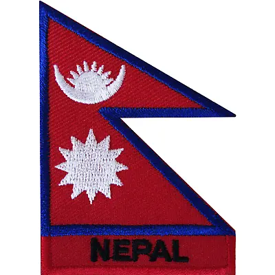 £2.79 • Buy Nepal Flag Iron On Patch Sew On Kathmandu Nepali Mount Everest Embroidered Badge