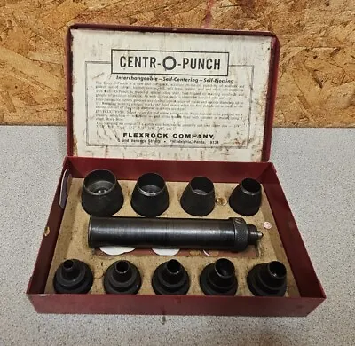 Vintage 9 Pc. Flexrock Hole Punch Set Centr-O-Punch Old Leather Working Tool • $49.99