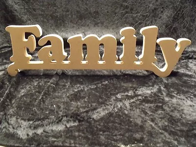 Wooden Words Family MDF Sign Plaque Letters Craft Gift Word Freestanding Home • £8.95