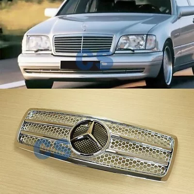 For M-Benz W140 S-Class 1992-1999 Silver + Chrome Frame Front Grille 4Door Sedan • $189.89