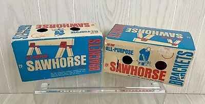 Vintage Crawford Sawhorses Brackets NOS Lumber Sawhorse Lot Of 4 West Hanover MA • $44.95