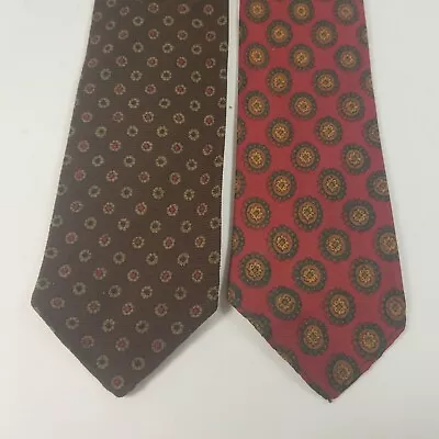 VTG Tie Gano Downs Slim Skinny 50’s 60s Brown Red Ancient Madder 50.5  & 53  • $14.99