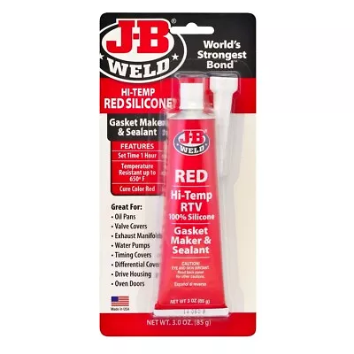 $20.99 • Buy JB Weld Hi Temp Red Silicone Gasket Maker And Sealant 85gr J-B 31314 Automotive