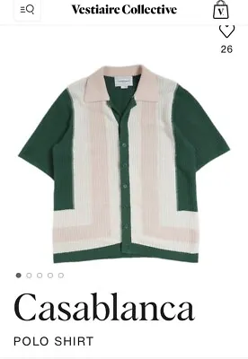 Casablanca Tennis Club Crochet Knit Color Block Striped Button Up Shirt XS Cuban • $199.99