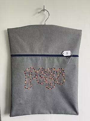 Hand Made Waterproof Peg/Hanging Storage Bag Zipped 12½x16  Lt Grey / Pegs I • £6.95