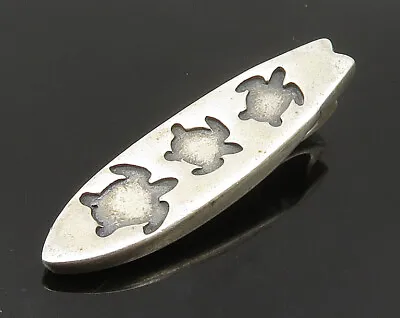 DESIGNER 925 Sterling Silver - Vintage Sea Turtle Surf Board Pendant - PT19843 • $41.15