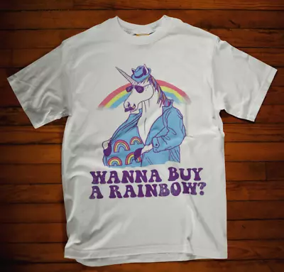 Unicorn T Shirt Wanna Buy A Rainbow Funny Parody Dealer Cool Yolo Tumblr • £9.99
