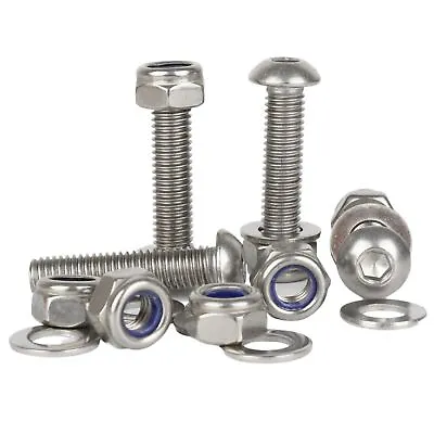 £6.74 • Buy M5 M6 M8 M10 Button Head Allen Bolt Screws Nyloc Nuts Washers A2 Stainless Steel