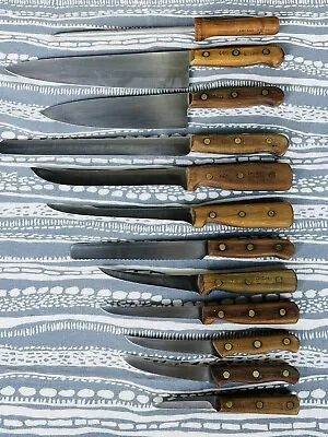 $110 • Buy Vintage Chicago Cutlery  Wooden Handle Knife Lot 12 Pieces Knives Made In USA
